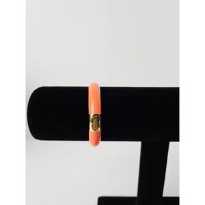 J Crew orange gold tone summer clasp hinged bracelet